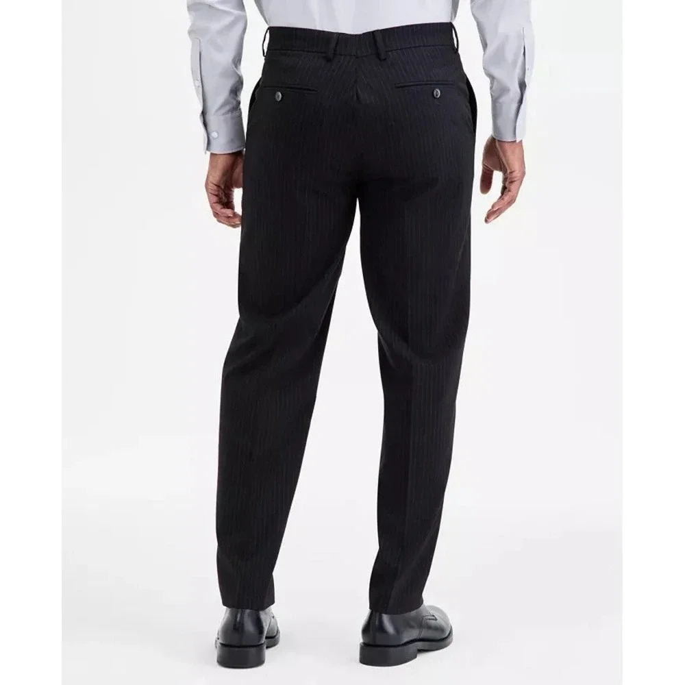 Nautica Men's Modern Stretch Dress‎ Pants Striped Black 36Wx32L D110629